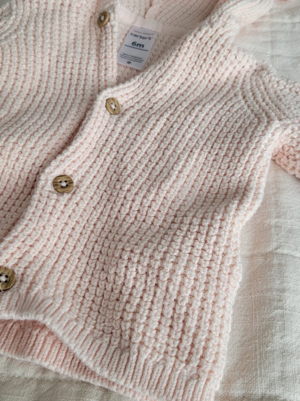 Carter's Pale Pink Hooded Knit Cardigan